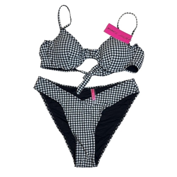 Betsey Johnson Gingham Bathing Suit L Large New - Picture 1 of 3